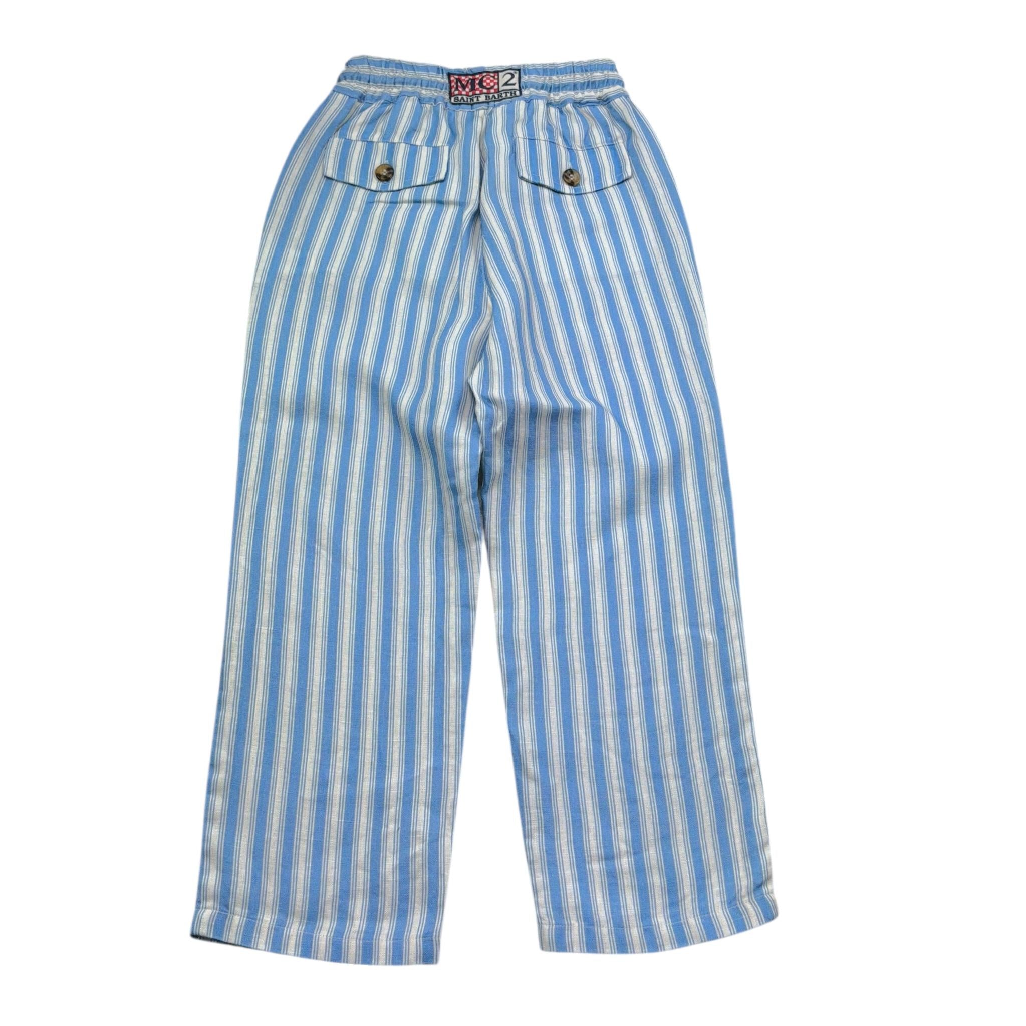 Saint Barth Pantalone Bicolore con Fantasia A Righe per Bambino 00558L BIANCO/AZZURRO SAINT BARTH 