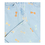Stella Mccartney Jeans Solid Color Bell Bottom Model With Light Blue Embroidery For Girls