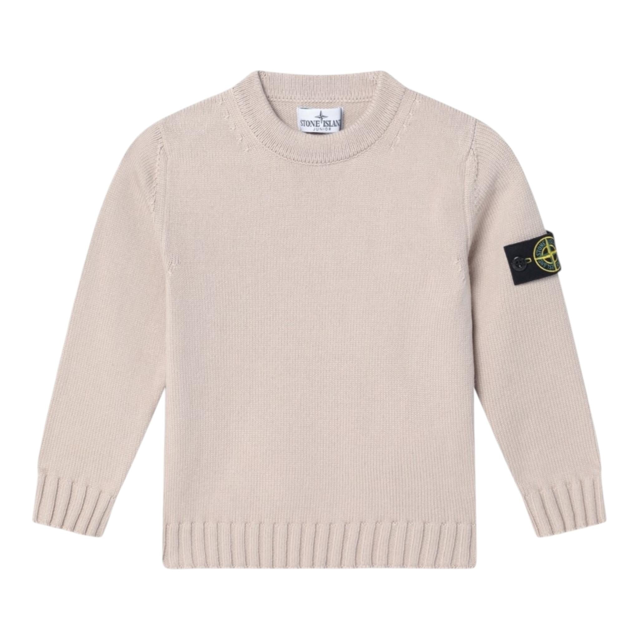 STONE ISLAND maglia tinta unita girocollo ton logo Beige per Bambino 8116515A2 BEIGE STONE ISLAND 