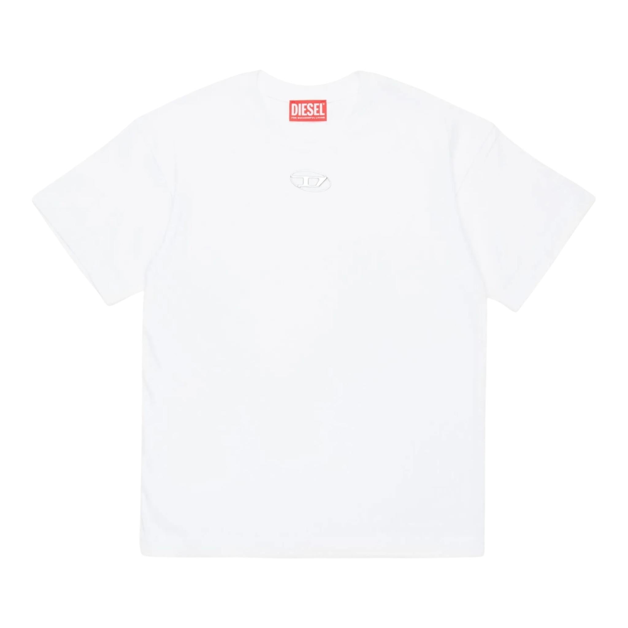 Diesel T-Shirt Girocollo Tinta Unita con Logo per Bambina J02022 BIANCO DIESEL 