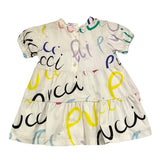 Emilio Pucci Half Sleeve Dress Fantasy Print White For Baby Girl