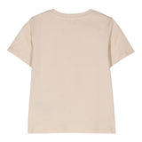 Balmain T-Shirt Crew Neck Solid Color With Contrast Print Beige For Boys