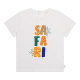 Carre'Ment Beau T-Shirt Crew Neck Solid Color With Contrast Print White For Newborns