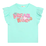 Billieblush Girls Solid Color Sequin Crew Neck T-Shirt Light Blue