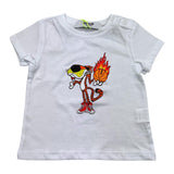 Mousse Kids Solid Color Crew Neck T-Shirt with White Print for Newborns
