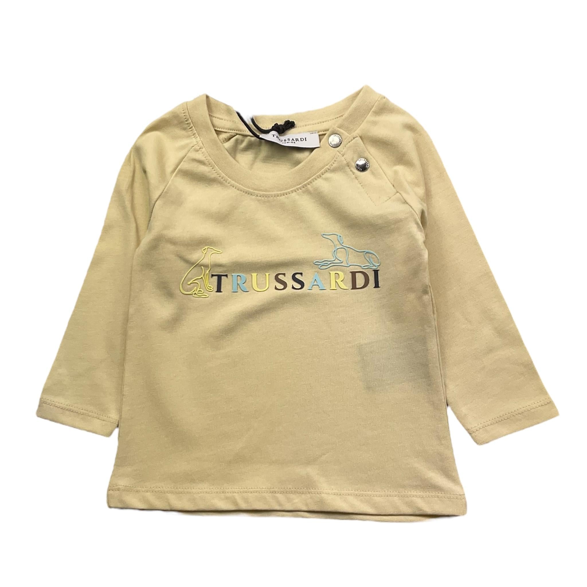 TRUSSARDI shirt girocollo tinta unita con stampa logo Beige per Neonato TIA25173TS BEIGE TRUSSARDI 