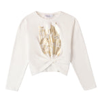 SARABANDA shirt girocollo tinta unita con nodo Bianco per Bambina 0A635 BIANCO SARABANDA 