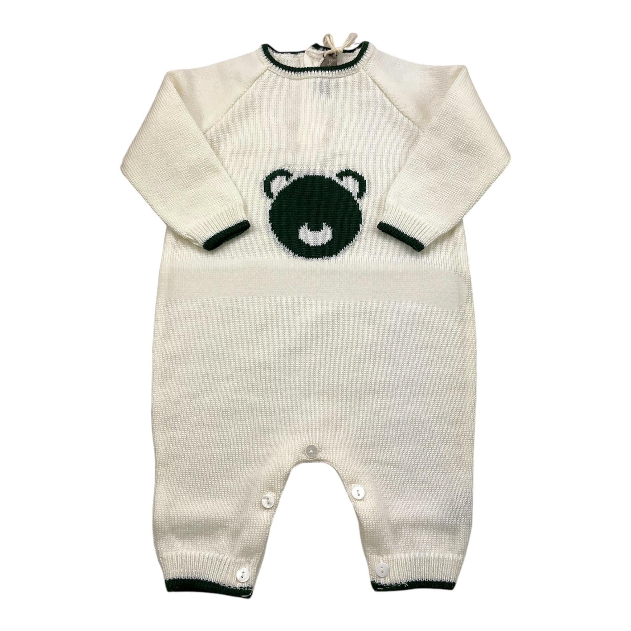 LITTLE BEAR tutina tinta unita con ricamo orso Panna per Neonato 9111 PANNA LITTLE BEAR 