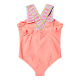 Billieblush Titty Print Solid One Piece Swimsuit Salmon for Girls