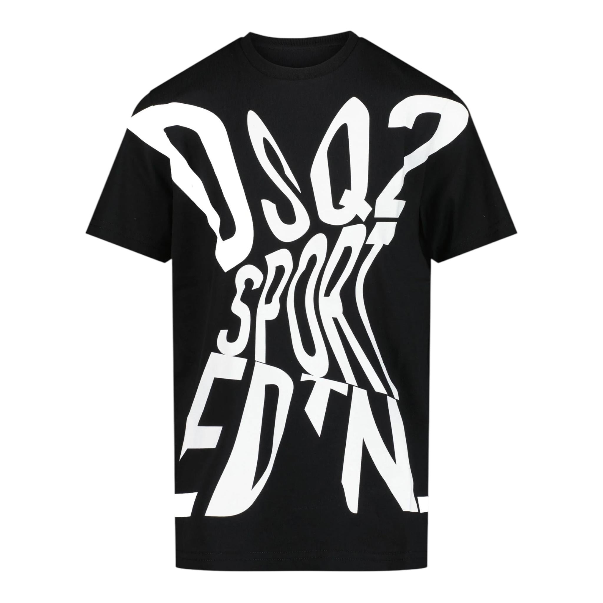 Dsquared2 T-Shirt Girocollo Tinta Unita con Stampa per Bambino DQ2525 NERO DSQUARED2 