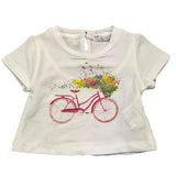 M+E' Solid Color Crew Neck T-Shirt with Contrast Print White for Baby Girls