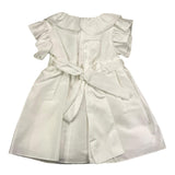 Little Bear Solid Color Half Sleeve Dress With White Belt For Baby Girl