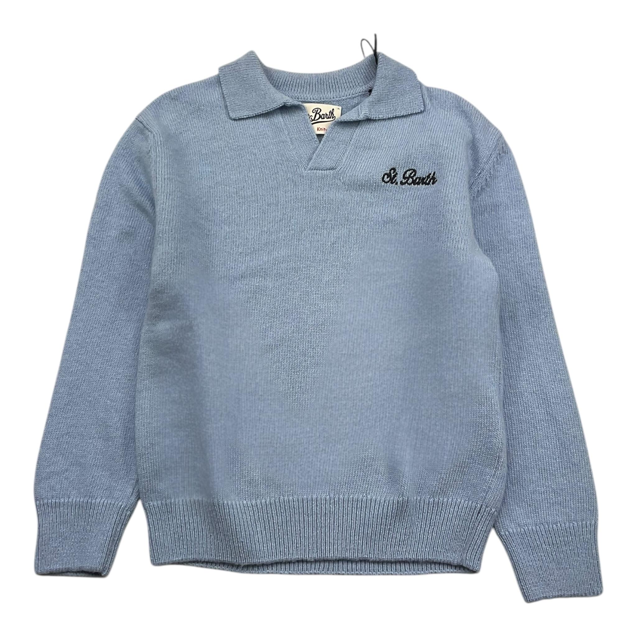 SAINT BARTH maglia con colletto tinta unita e stampa Azzurro per Bambino PROME002 AZZURRO SAINT BARTH 