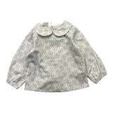 Paz Rodriguez Solid Color Shirt With Collar And White Print For Newborn