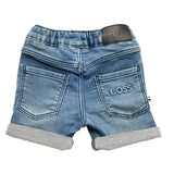 Boss Bermuda Denim Solid Color Elastic Waist Blue For Baby