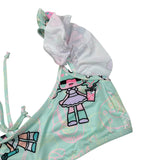 Mousse Costume 2 Pezzi Slip-Fascia per Bambina COSTUDOL VERDE ACQUA MOUSSE 