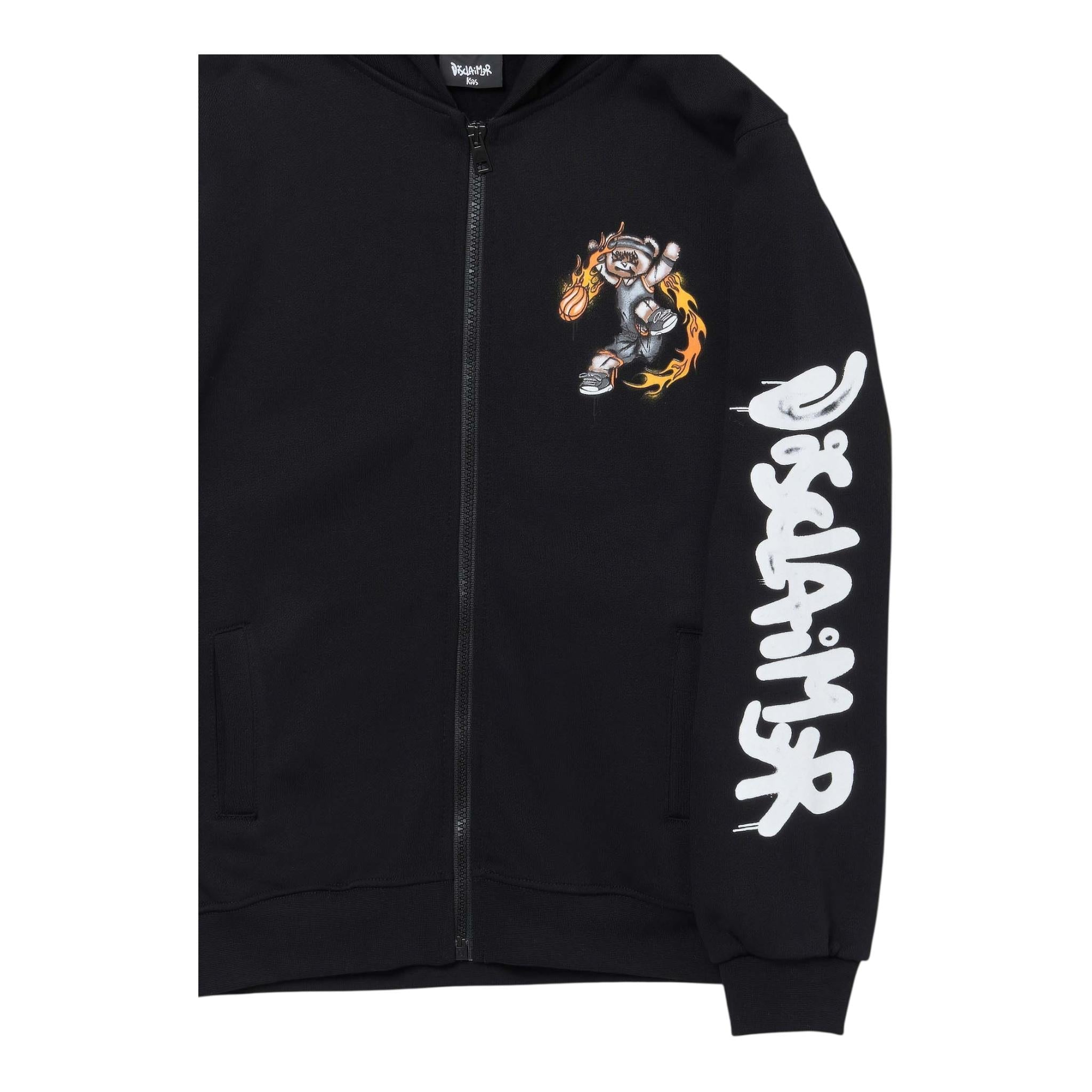 DISCLAIMER felpa tinta unita con zip e cappuccio Nero per Bambino 24IDK58261 NERO DISCLAIMER 