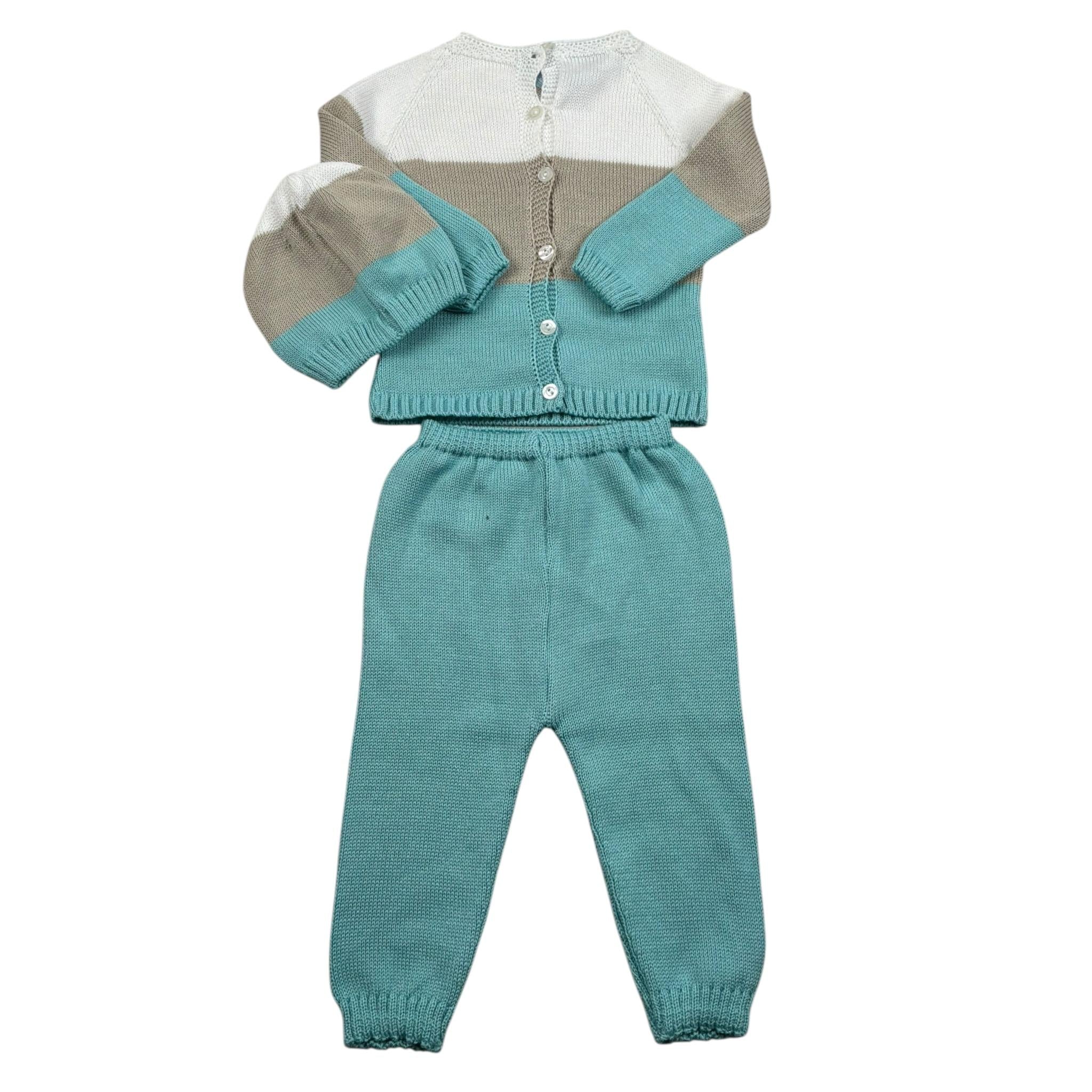 Juliana Completo 3 Pezzi Maglia-Pantalone-Cappello per Neonato 25040 VERDE JULIANA 