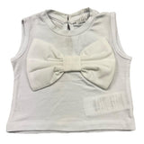 M+E' Solid Color Crew Neck Tank Top with White Bow for Baby Girls