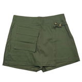 Monelli Kids Solid Color Shorts With Elastic Waist And Zip Green For Girls