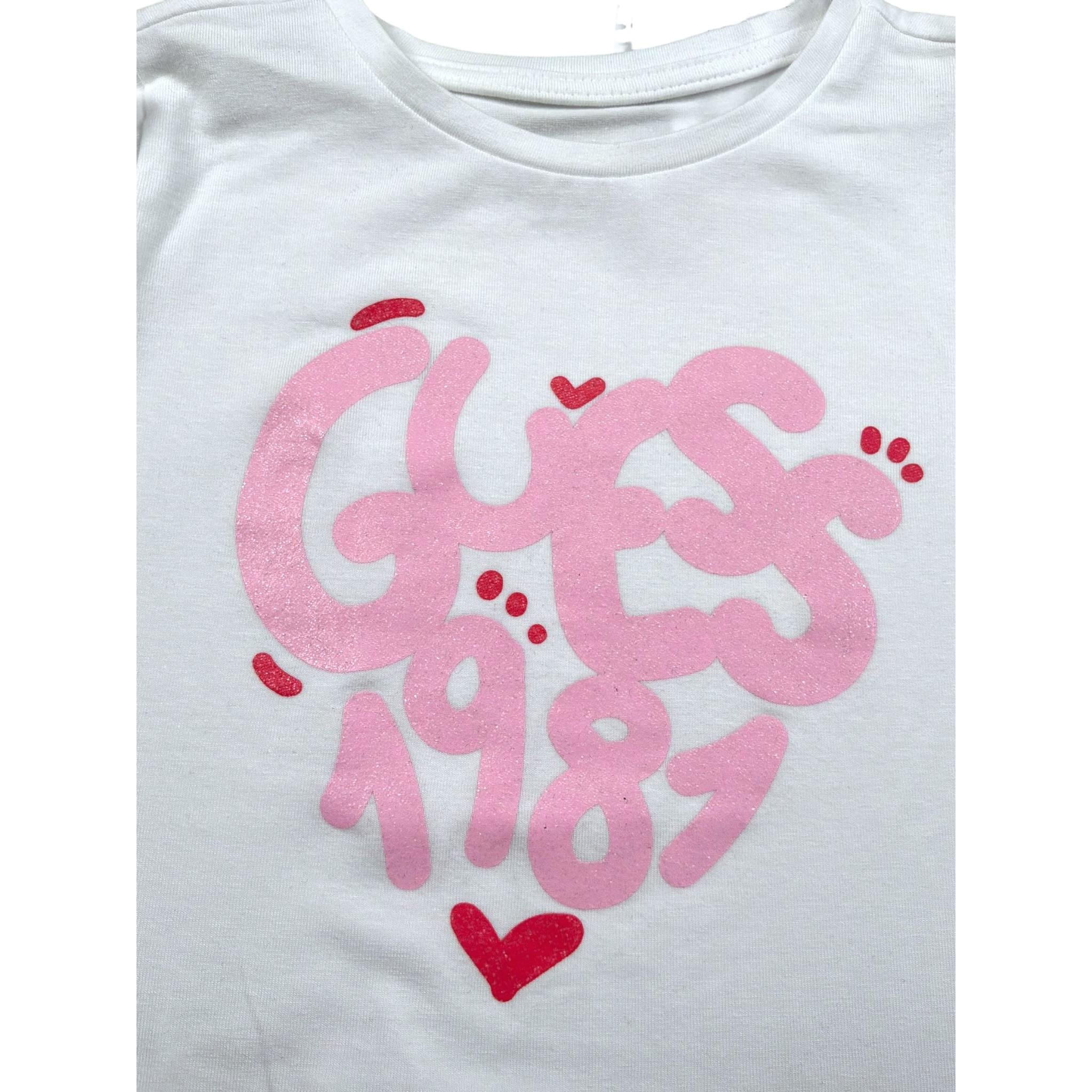 Guess Shirt Girocollo Tinta Unita con Logo per Neonata K5RI01K6YW4 BIANCO GUESS 