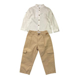 Barcellino Complete Pants-Shirt Two-Tone White/Beige For Newborn