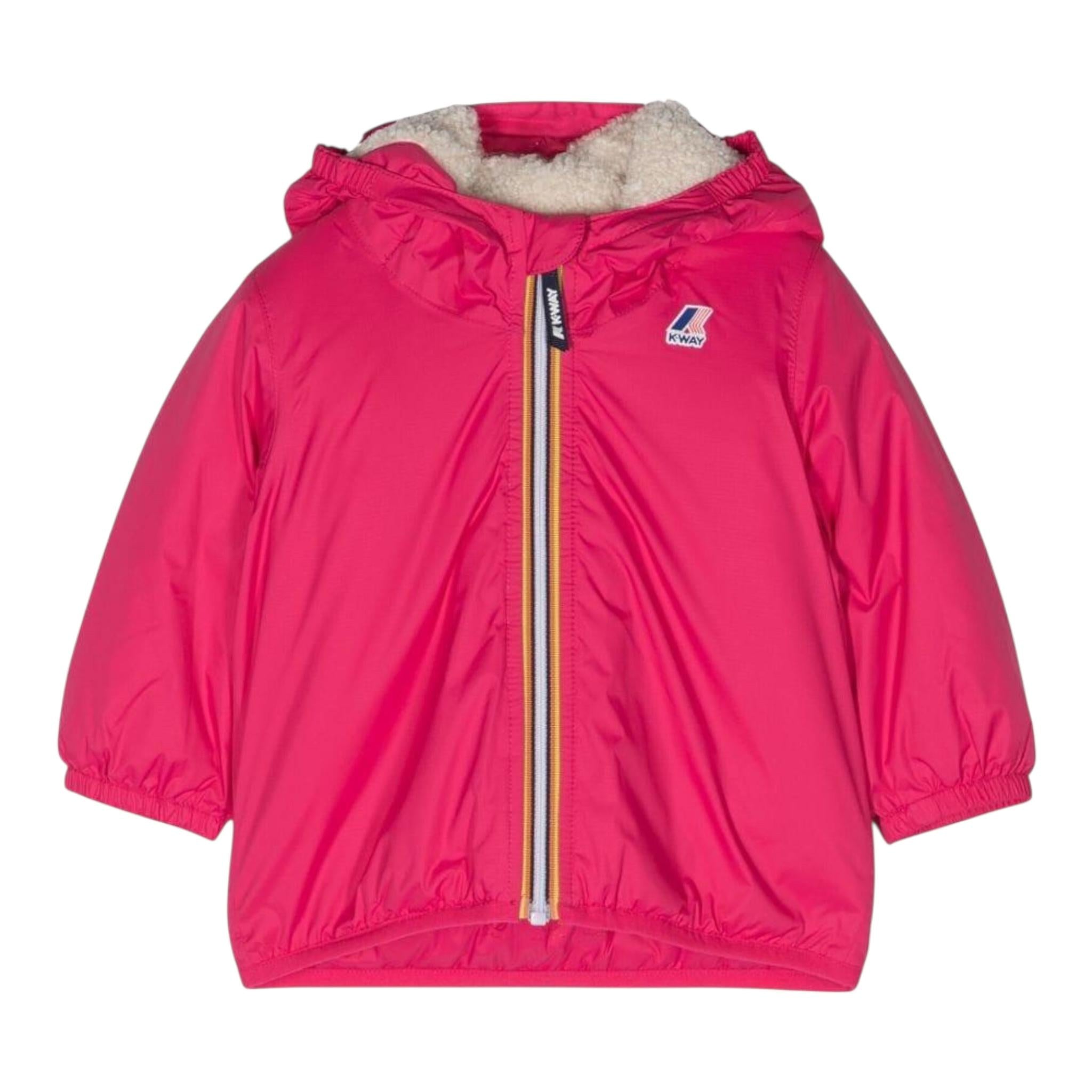 K-WAY giubbino tinta unita con cappuccio in contrasto Fuxia per Neonata K61157WAXX FUXIA K-WAY 