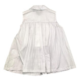 Simonetta Plain White Embroidery Sleeveless Shirt For Girls