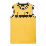 Diadora Solid Color Crew Neck Tank Top With Yellow Logo Print For Boys