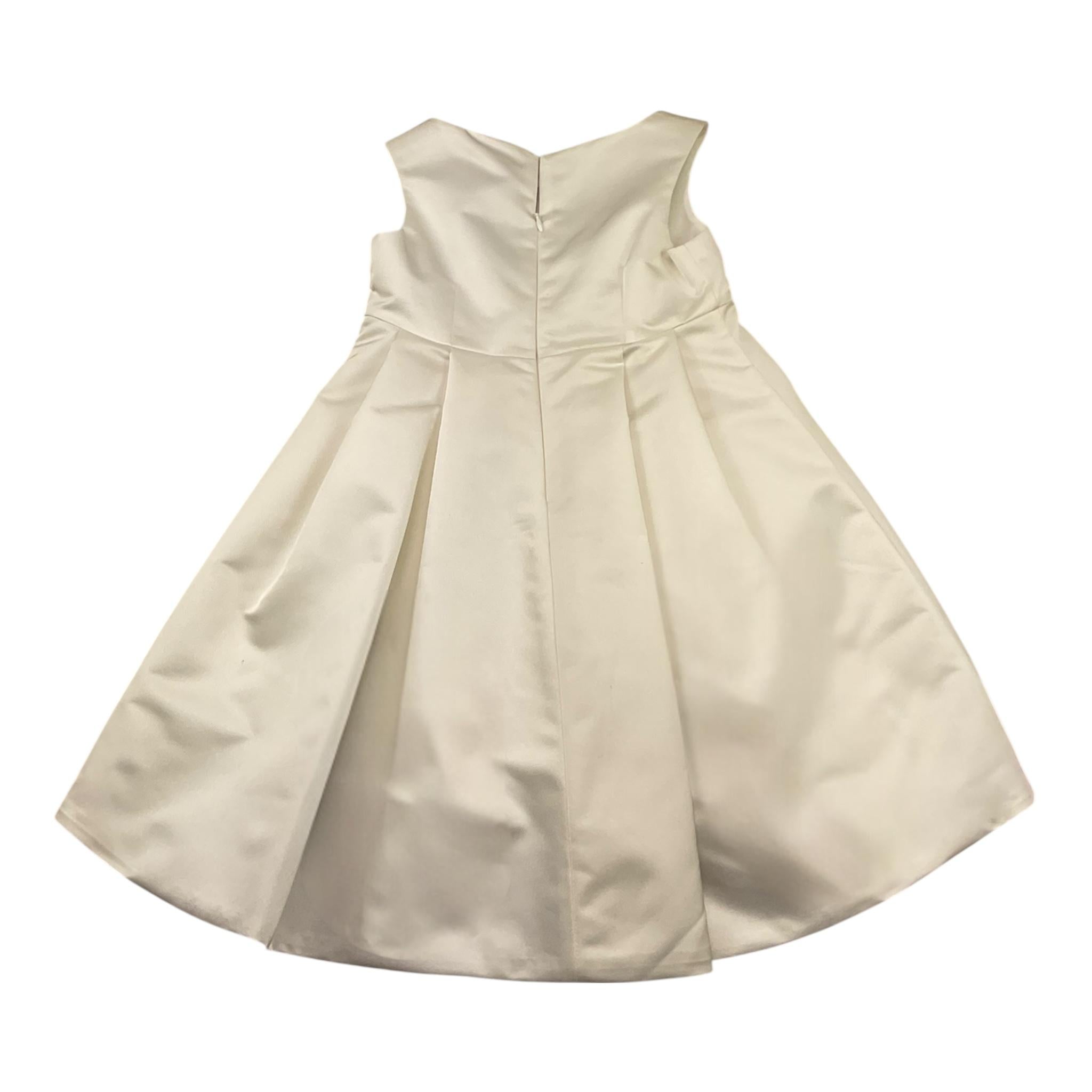 Colori Chiari Abito Cerimonia Tinta Unita Giromanica con Fiocco In Contrasto per Bambina FB103489 BIANCO COLORI CHIARI 