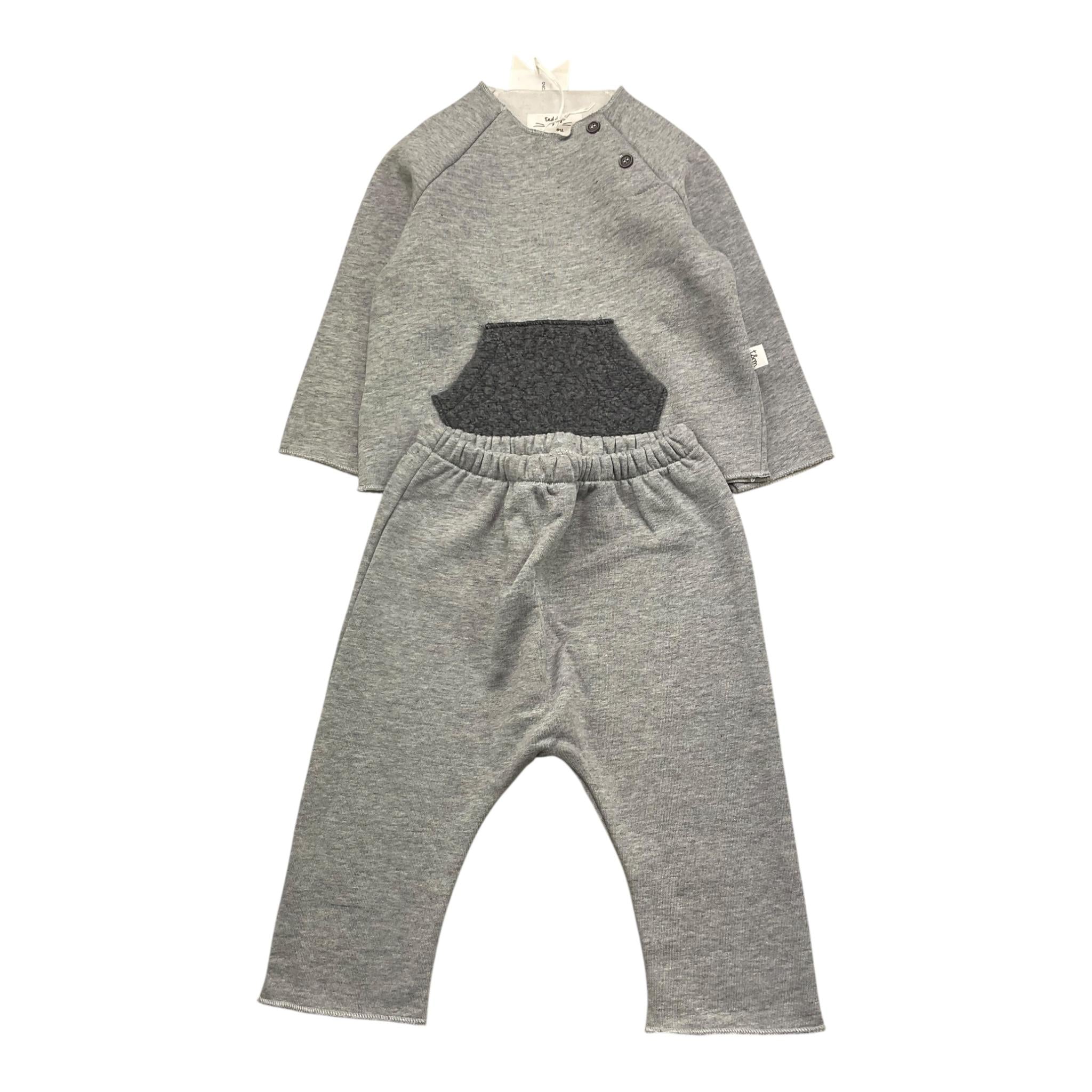 TEDDY E MINOU completo 2 pezzi felpa-pantalone tinta unita Grigio per Neonato I24CP056M0131X GRIGIO TEDDY E MINOU 