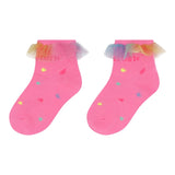 Billieblush Solid Color Socks With Multicolor Tulle Fuchsia For Girls