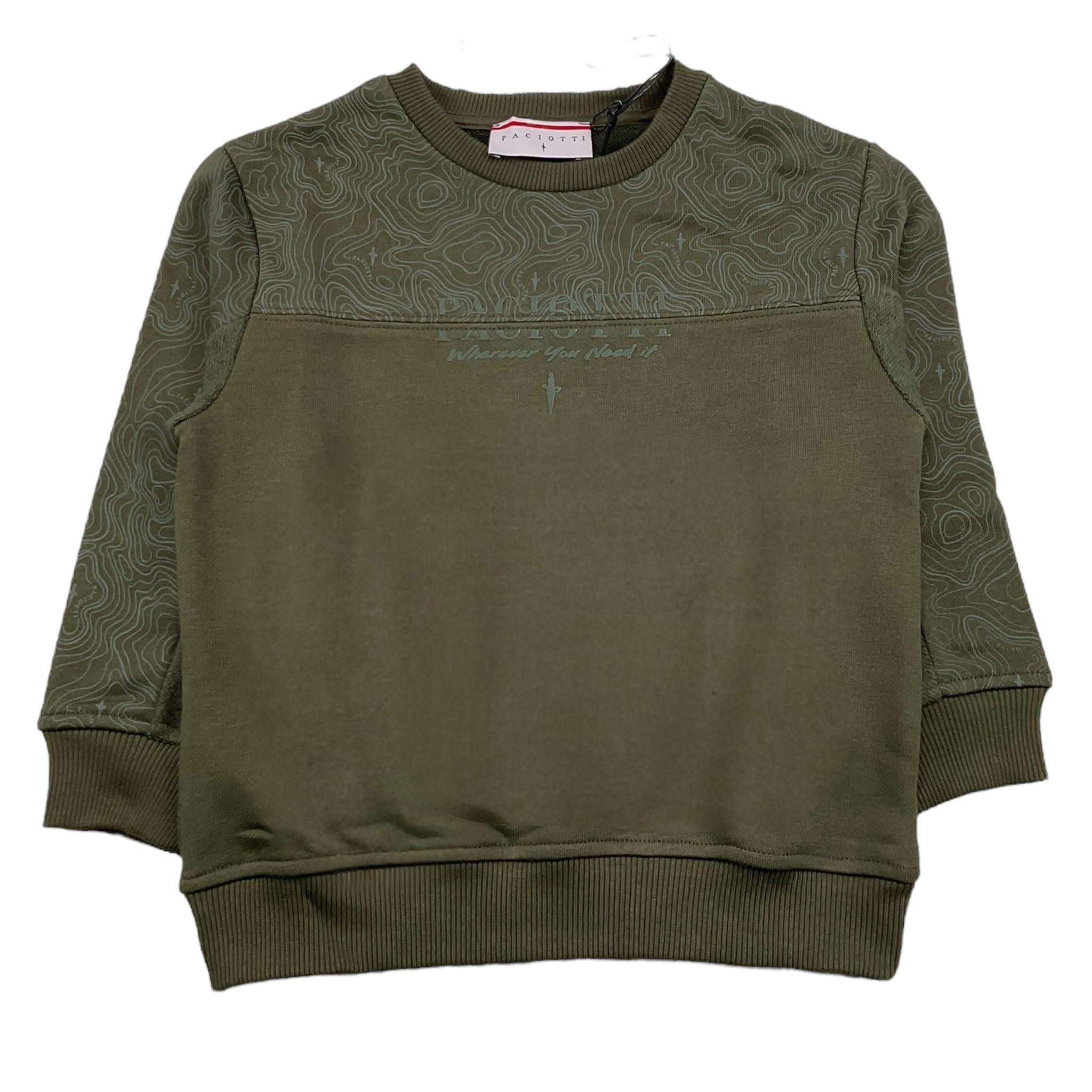 CESARE PACIOTTI felpa chiusa girocollo tinta unita con stampa Verde per Bambino MFP5354B VERDE CESARE PACIOTTI 
