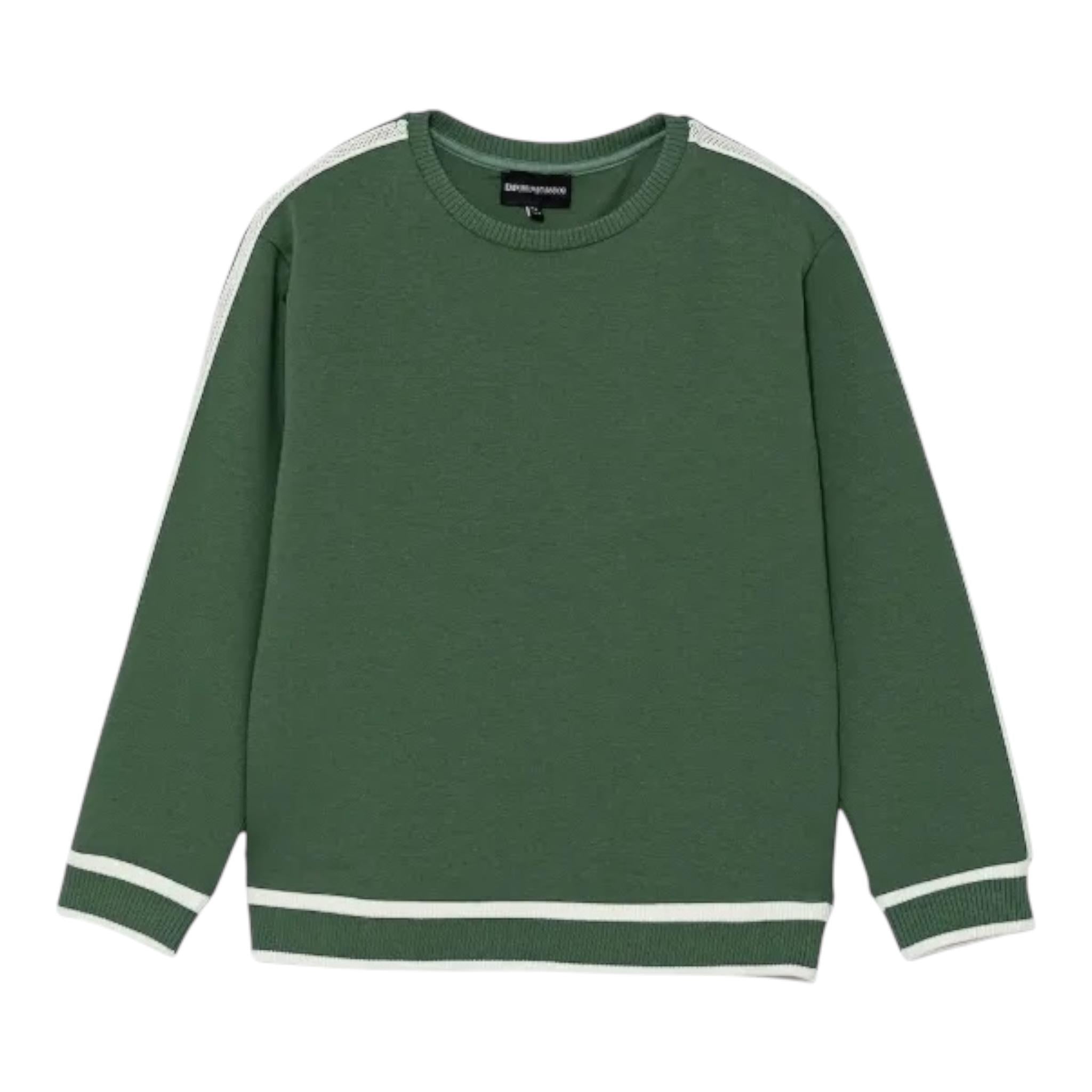 Emporio Armani Felpa Girocollo Tinta Unita  per Bambino EB000146 VERDE EMPORIO ARMANI 