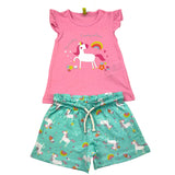 Losan 2 Piece Set T-Shirt-Short Two-Tone Pink for Baby Girl