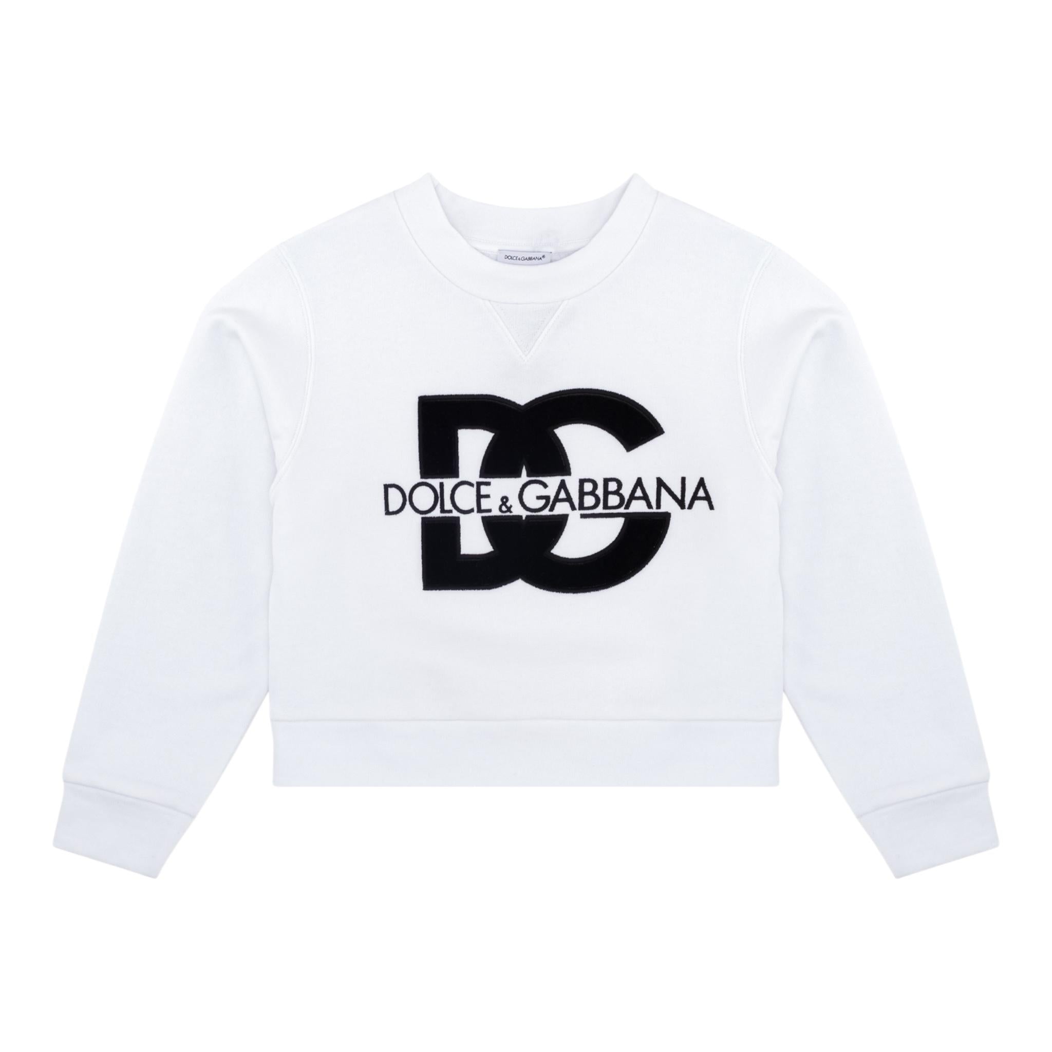 DOLCE & GABBANA felpa tinta unita con logo Bianco per Bambina L5JWAC BIANCO DOLCE & GABBANA 
