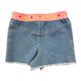 Billieblush Solid Color Elastic Waist Denim Shorts Light Blue For Girls