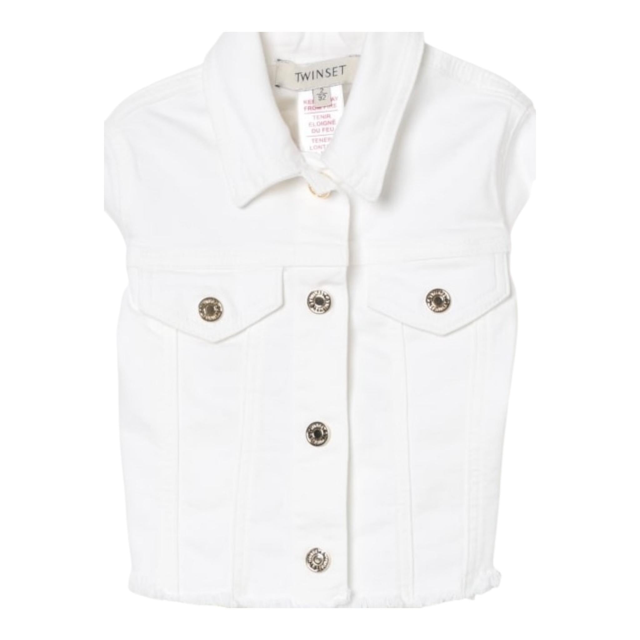 Twinset Giubbino In Denim Tinta Unita per Bambina 251GJ2612 BIANCO TWINSET 