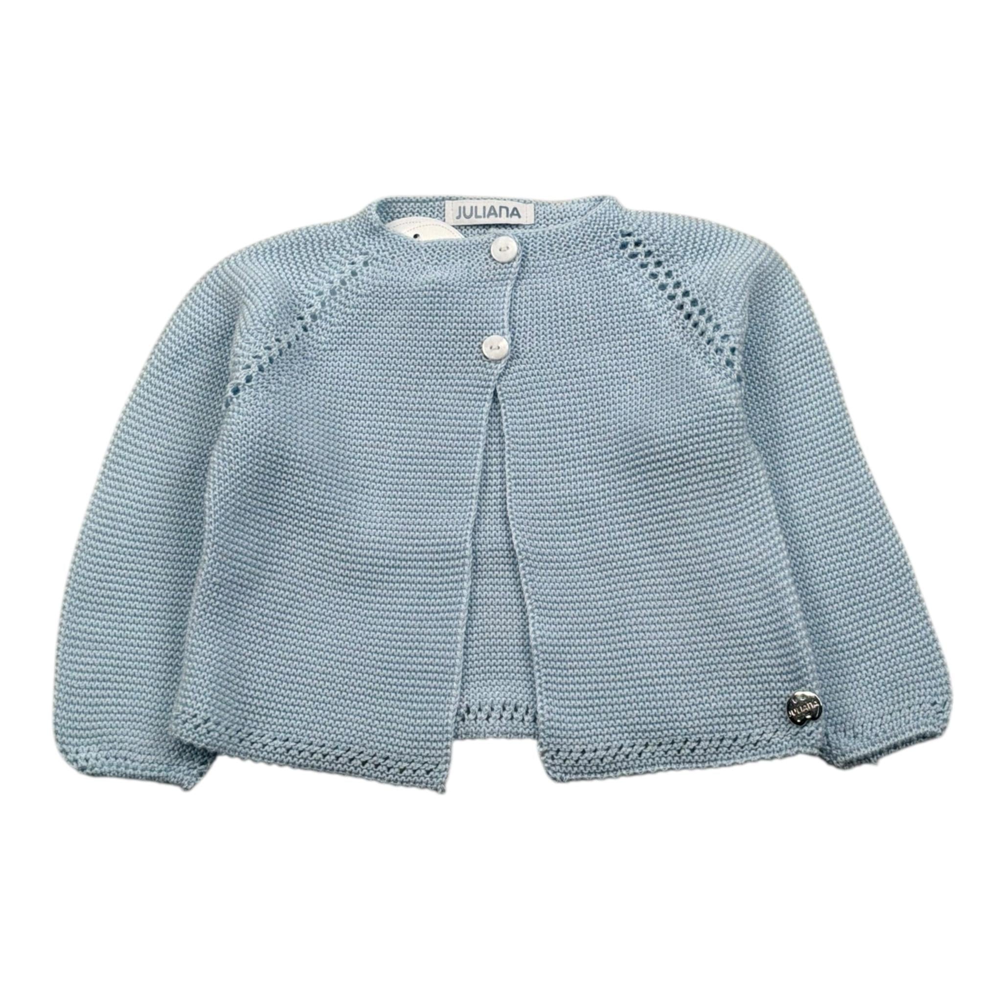 Juliana Cardigan Tinta Unita con Trafori per Bambina 25211J AZZURRO JULIANA 