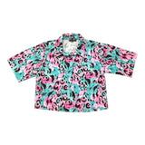 J'Aime' Plain Half Sleeve Shirt With Spotted Pattern In Aqua Green For Girls