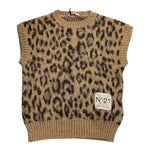 N°21 maglia tinta unita giromanica con fantasia maculato Beige per Bambina N21997X BEIGE N°21 