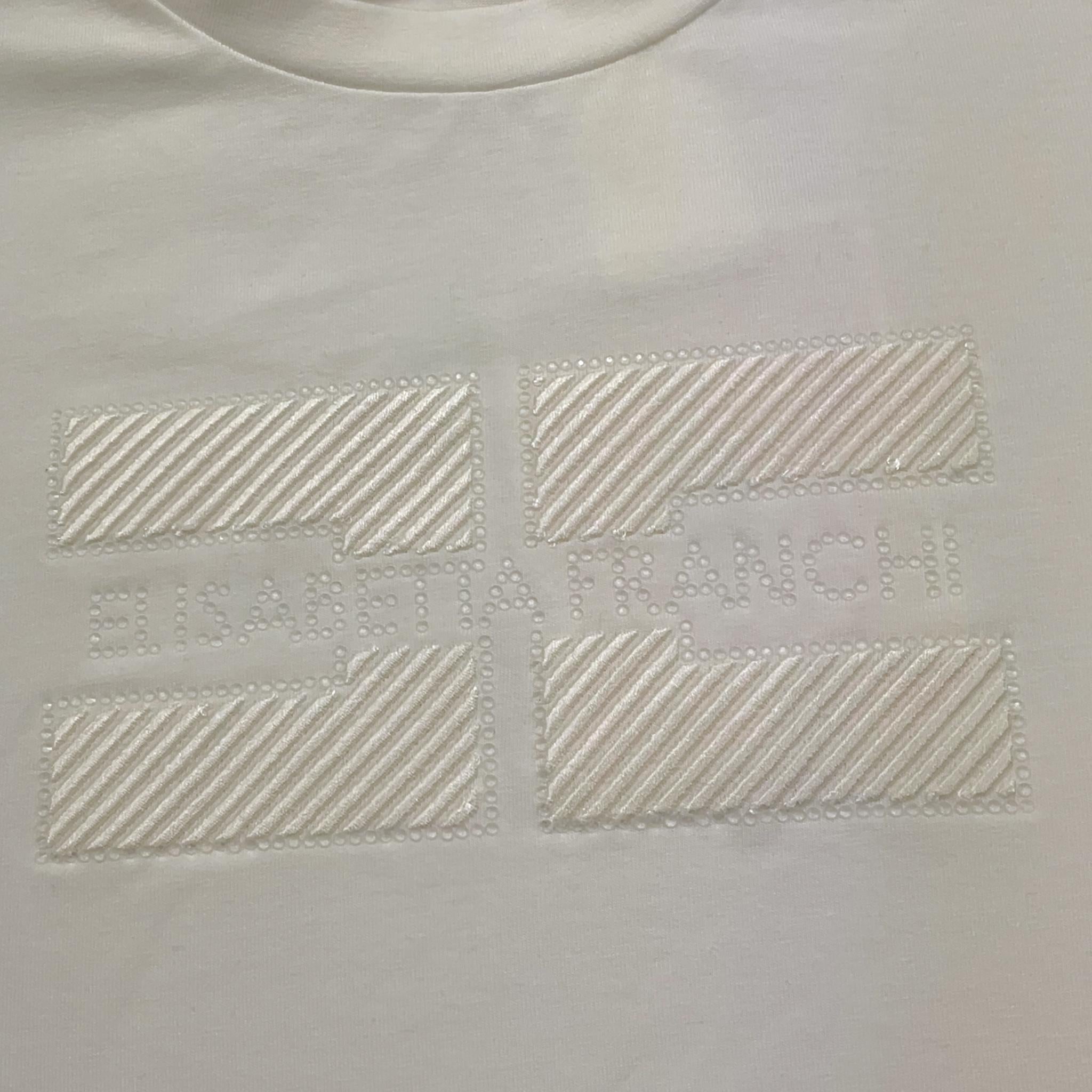 Elisabetta Franchi T-Shirt Girocollo Tinta Unita con Applicazioni Brillantini per Bambina EFTS230 BIANCO ELISABETTA FRANCHI 