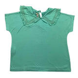 Zhoe &amp; Tobiah Solid Color T-Shirt With Collar Aqua Green For Girls
