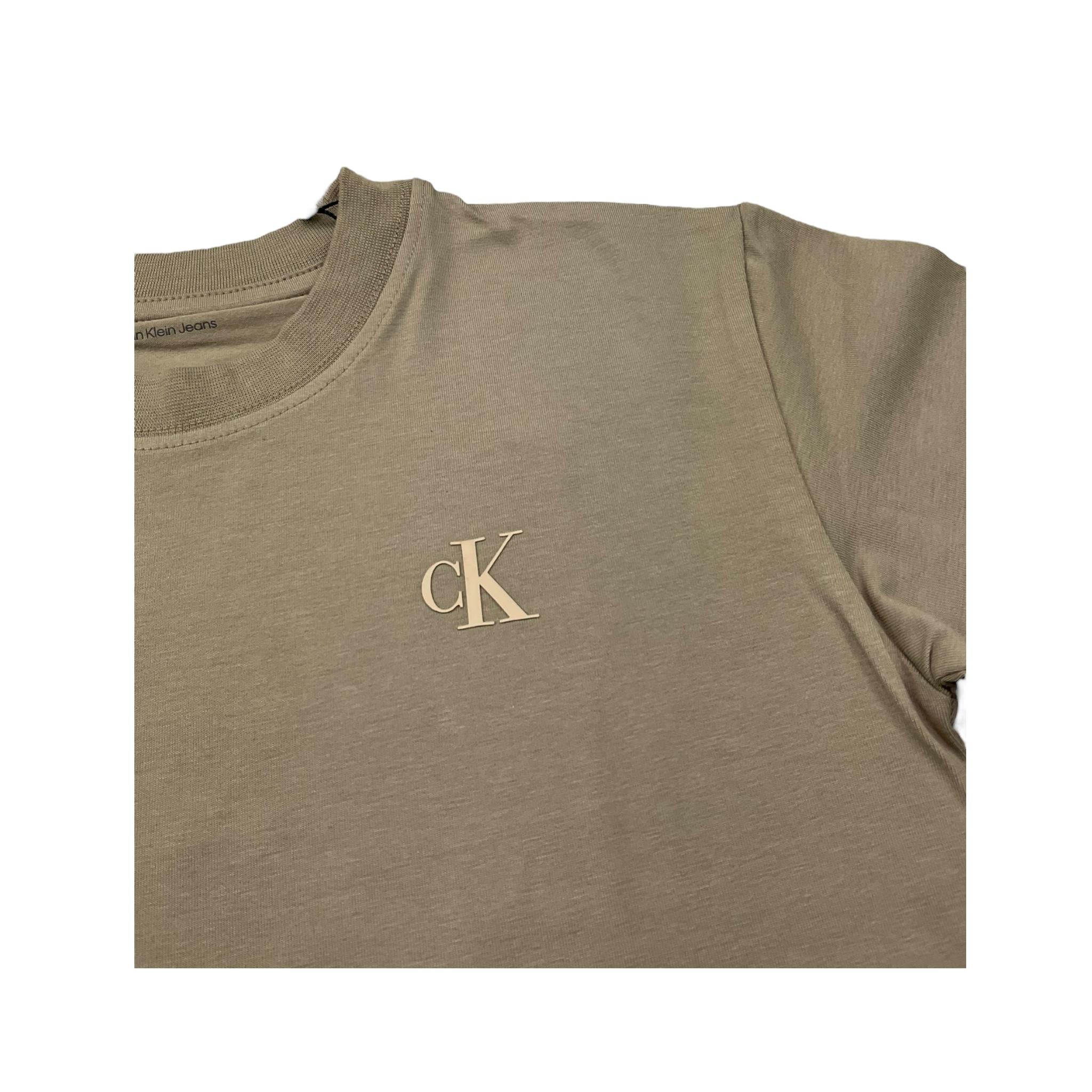Calvin Klein T-Shirt Girocollo Tinta Unita con Stampa per Bambino IB0IB02449X SABBIA CALVIN KLEIN 