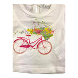 M+E' Solid Color Crew Neck T-Shirt with Contrast Print White for Baby Girls