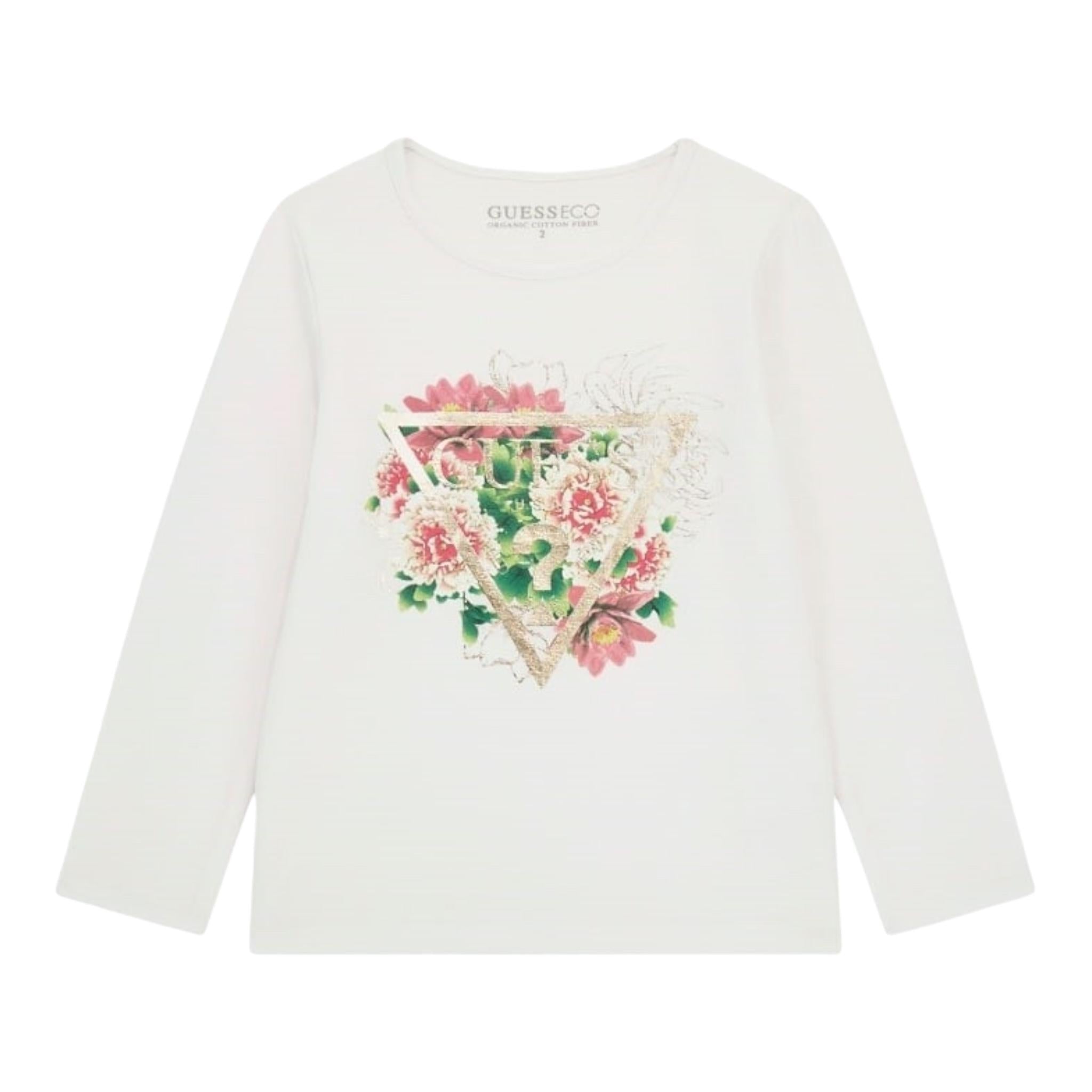 GUESS shirt girocollo tinta unita con stampa in contrasto  Bianco per Neonata A4I05K6YW4 BIANCO GUESS 