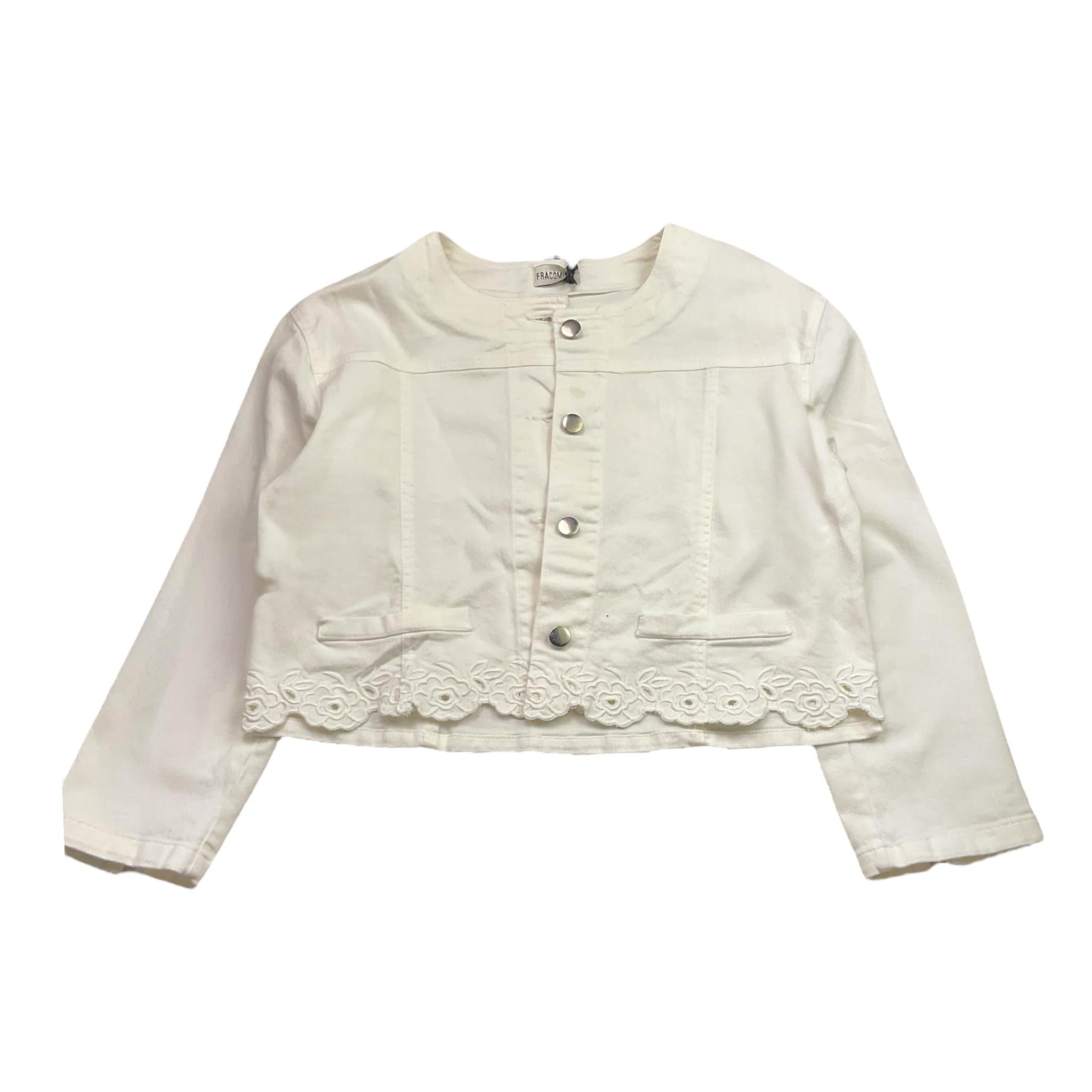Fracomina Giubbino Crop Tinta Unita con Ricami per Bambina FM0574 BIANCO FRACOMINA 