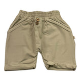 Bamboom+Babies Solid Color Bermuda Shorts with Fake Buttons and Elastic Waist Sand for Newborns