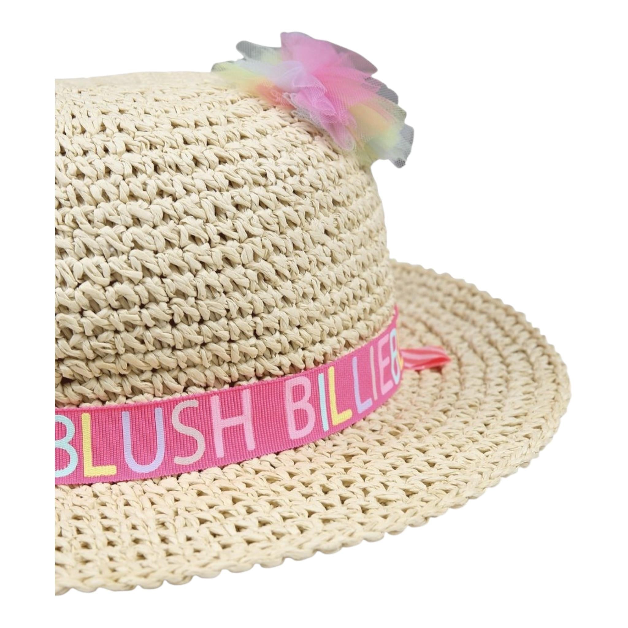 Billieblush Cappello In Paglia Tinta Unita con Applicazioni per Bambina U20753 BEIGE BillIEBLUSH 