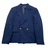 Brian Rush Blue Double Breasted Solid Color Jacket For Kids